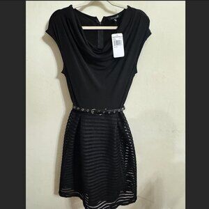 Wardrobe Dress Black Cowl Neck Pleated  with belt Size 10 NEW WITH TAG!